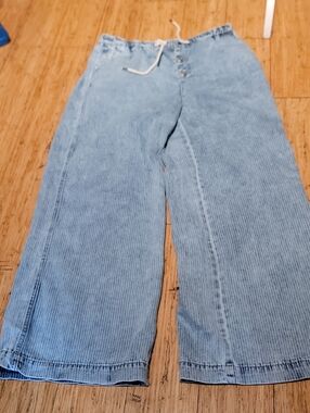 Thread & Supply Light Blue Wide Leg Striped Jeans